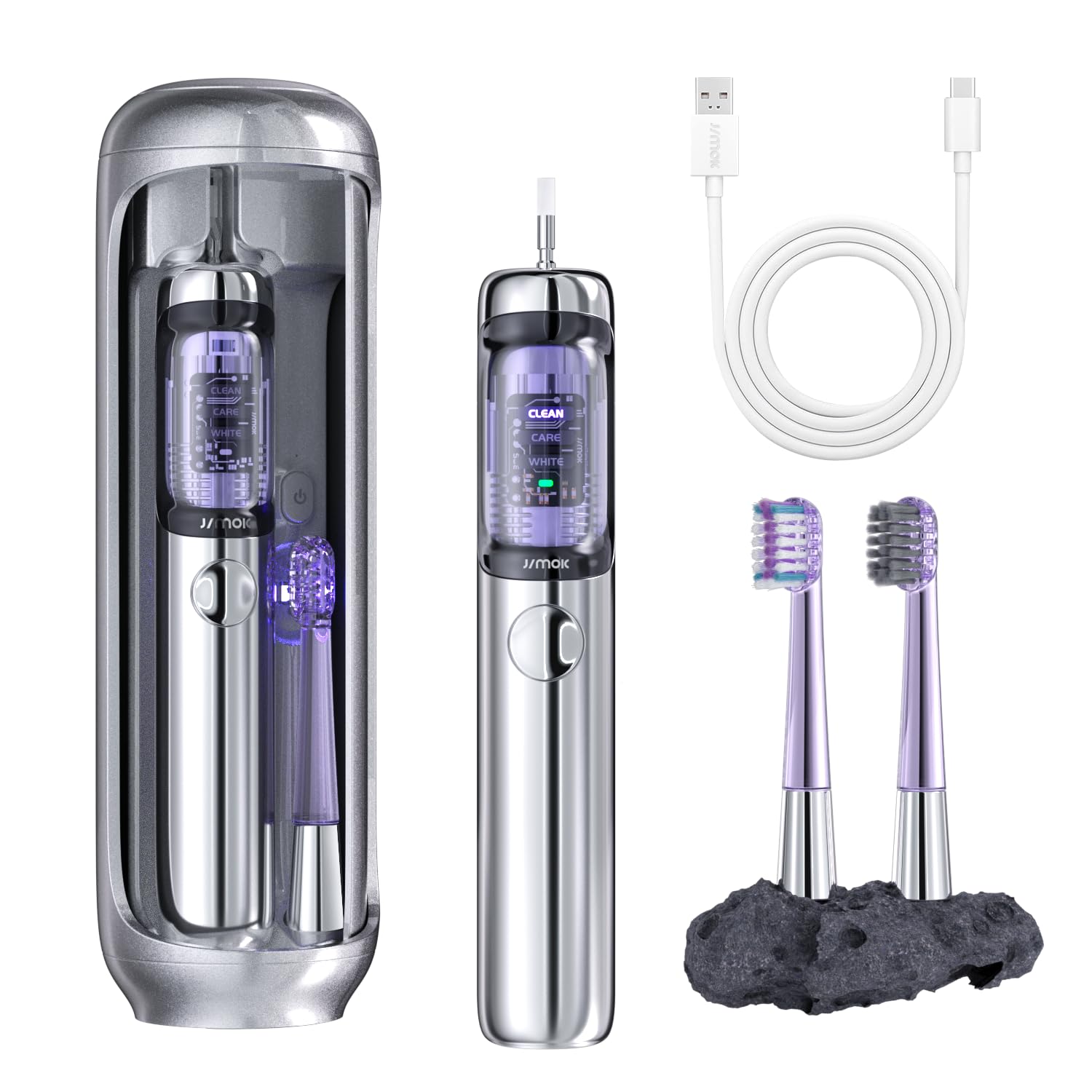 Photo 1 of JIMOK Electric Toothbrush, Oscillation & Vibration Sonic Electric Toothbrush for Adults with 3 Brush Heads & UV Travel Case, IPX7 Waterproof Type-C Rechargeable Travel Powered Toothbrush