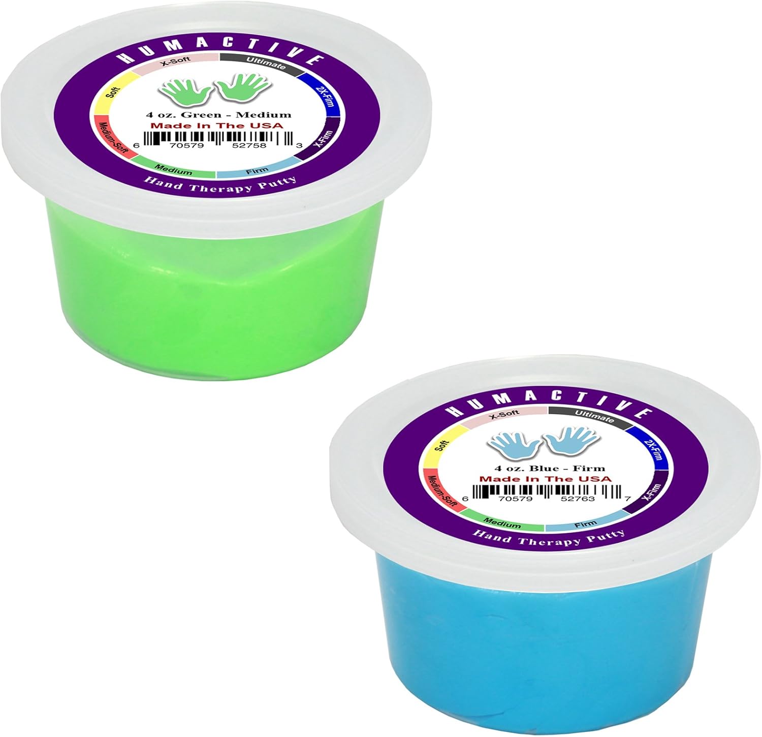 Humactive Hand Therapy Putty, Set of 2-4 Ounce, Medium/Firm (Green/Blue): Health & Personal Care