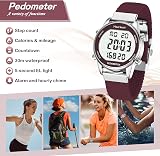 Hearkent Pedometer Watch for Women Non Bluetooth 30M Waterproof Red view 3