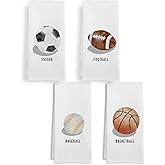 GWFSJYU Boys Kids Sports Hand Towels for Bathroom Set of 4, Basketball Soccer Football Baseball Hand Towel Gifts for Kids，Sports Dish Towel Tea Towels for Boys Bathroom Decor, 16x24 Inch