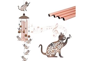 HOWARMER Cat Wind Chimes for Outside, 35'' Metal Cat WindChimes Gifts for Women/Men, Decoration for Outdoor, Home, Garden, Patio, Backyard