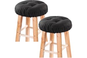 LYLNBYWK Bar Stool Covers Set of 2, Stool Covers Round with Elastic Band Pad, Soft Stool Seat Covers, Nonslip and Washable, 12 Inch, Black