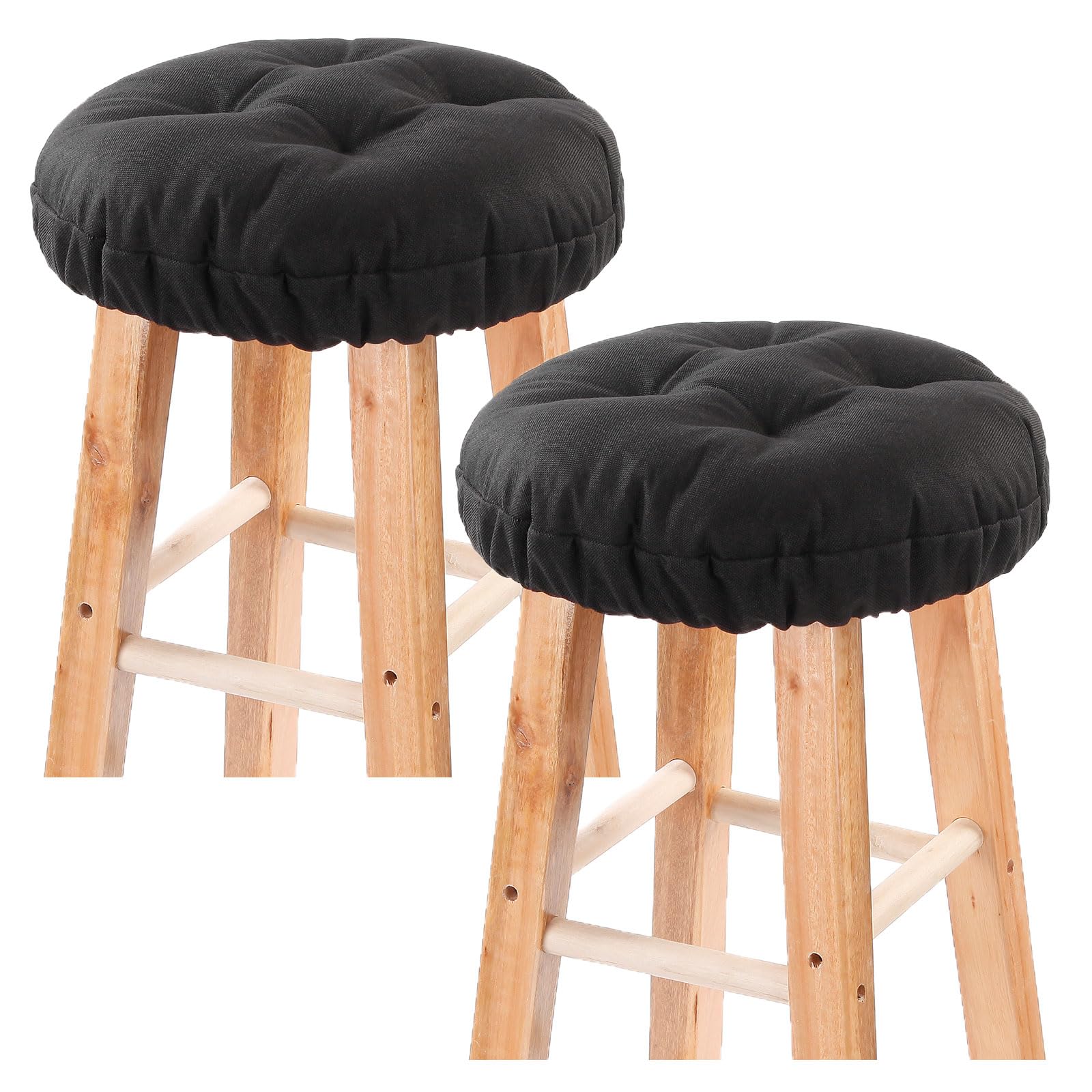 Photo 1 of LYLNBYWK Bar Stool Covers Set of 2, Stool Covers Round with Elastic Band Pad, Soft Stool Seat Covers, Nonslip and Washable, 12 Inch, Black