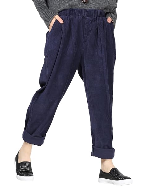 Vogstyle Damen Herbst/Winter Beiläufige Baumwoll Cordhose mit Taschen