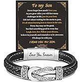 INFUPNET Leather Bracelet Gifts For Son/Husband/Men,Mens Bracelet With Stainless Steel Adjustable Clasp,Infinity Bracelet Jewelry Gifts For Birthday Christmas Anniversary