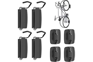 PUTORSEN Swivel Bike Wall Mount,Bike Hangers for Garage and Indoor Storage,Space Saving Sturdy Wall Mount Bike Rack,Vertical Bike Rack Holds Up to 77 lbs,4 Pack,Black