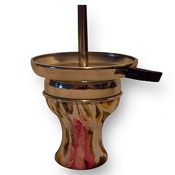 HURRICANE - Premium Shisha Ton Kopf mit Kamin Aufsatz Set aus hochwertigem Ton I Handbemalt und Bunt I Edelstahl Kamin mit Gr