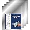 Adhesive Mirror Sheet 6 x 9 Inches Flexible Mirrors Sheets (4 pack) | Non-Glass Self Adhesive Stick on Mirror Tiles | Cut Mirror Paper to Size, Peel and Stick, Great for Crafts and Mirror Wall