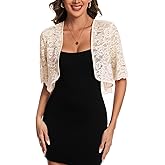 MINTLIMIT Women's Cardigan Evening Floral Lace Bolero Shrug Wedding Half Sleeve Party Cardigan for Women (Apricot, Size S)