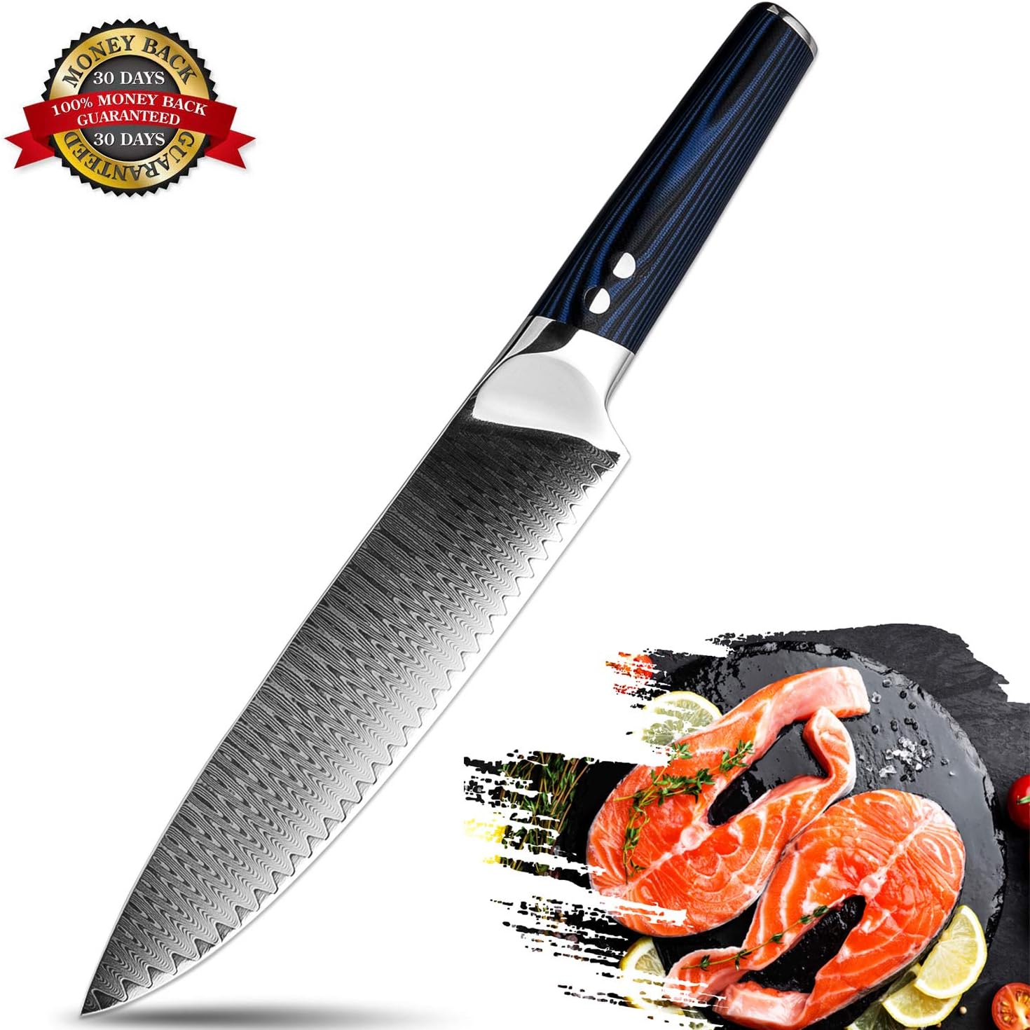 XITUO Damascus Chef Knife,Japanese VG10 Steel Knives 8 Inch kitchen knife Cleaver Gyuto Knife G-10 Handle with Gift Box knife Sheath (8'' Chef Knife)