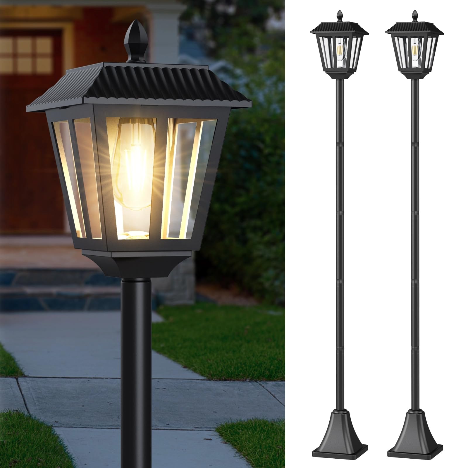 Greluna 68 Inches Solar Lamp Post Light