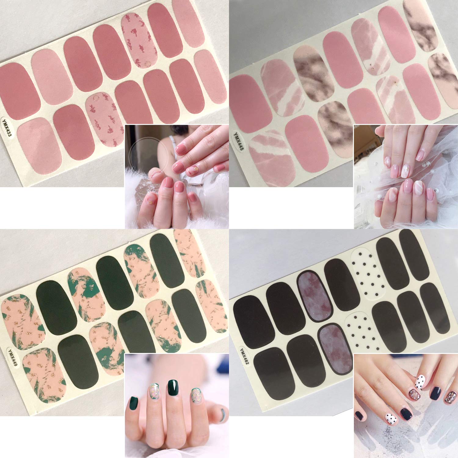 WOKOTO 20 Sheets Full Nail Wraps Nail Polish Stickers Strips Set with 1Pc Nail File Gradient Adhesive Nail Decals Design Manicure Tips Color Strips - Image 8