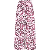 PRETTYGARDEN Womens Pants Elastic Waist Floral Lightweight Palazzo Pants for Women Casual Lounge Wide Leg Pants Woman