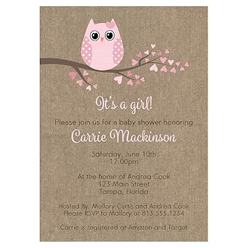 Amazon Com Owl Baby Shower Invitations Burlap Invites Pink It S
