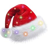 TCJJ Christmas Hats for Adult/Kids/Baby, Santa Hat Unisex Holiday Red Velvet Double Layer Xmas Hat for New Year Festive Party