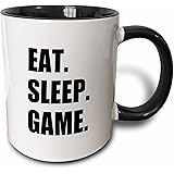 3dRose Eat Sleep Game-Fun Gifts Black Text-Video Pro-Gamer Two Tone Mug, 11 oz