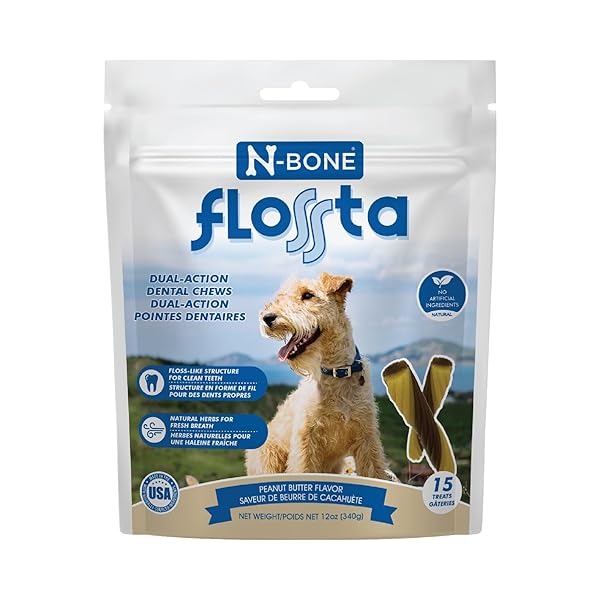 N-BONE FLOSSTA DUAL ACTION DENTAL CHEWS FOR DOGS,...