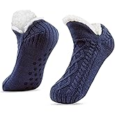 SIMIYA Winter Slipper Socks for Men Women with Grippers – Warm, Fuzzy, Fleece-Lined, Non-Slip, Cozy & Thick for Cold Weather