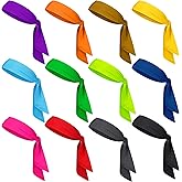 12 Pack Tie Headbands Bulk for Men Women Sports Athletic Tennis Head Band Ninja Karate Headbands Adjustable Elastic Bandana Sweatbands Hair Wrap Bands for Basketball Running Workout