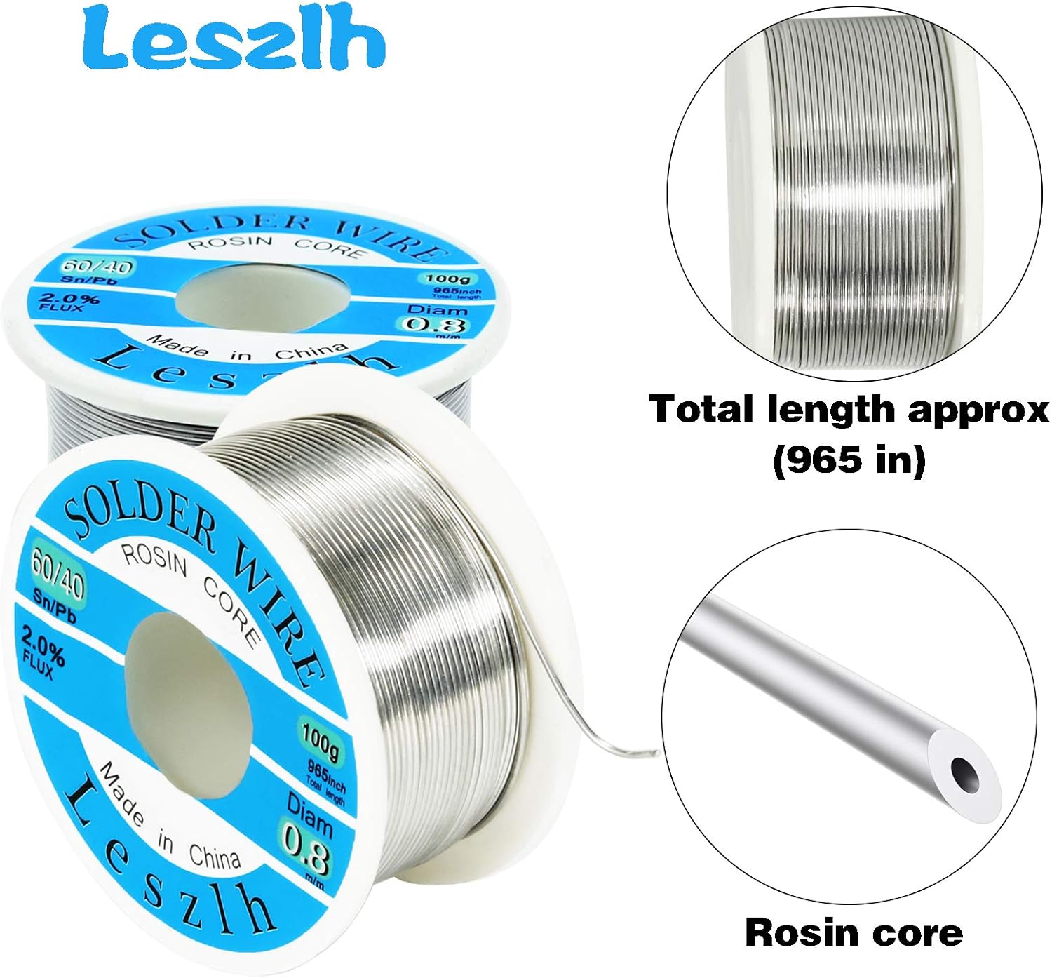 60/40 Solder Tin Lead Solder Wire with Rosin Core Solder for Electrical Soldering - 0.8mm(0.0315in) 100g (0.22lb) - - 