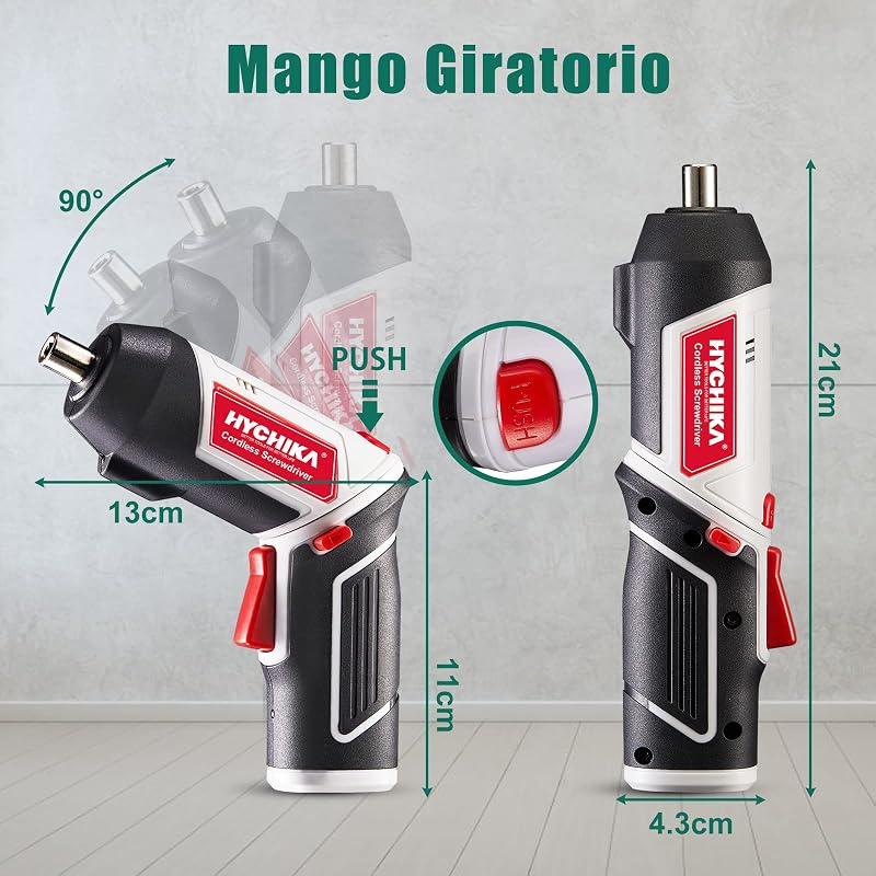 HYCHIKA Avvitatore a Batteria, Avvitatore Elettrico 6 Nm Cacciavite Elettrico 3.6 V 2.0 Ah, Luce LED, Cavo di Ricarica USB, Adatto per Riparazioni Domestiche DIY