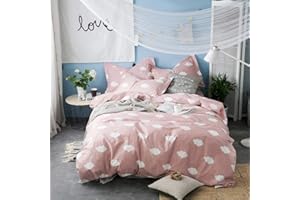 BuLuTu Cloud Queen Duvet Cover Pink Washed Microfiber for Girls Women,Stylish Premium Modern Reversible Cute Full Size Kids Teen Bedding Sets Queen Comforter Cover with Zipper Closure,No Comforter…