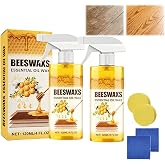 methill 2Pcs Beeswax Wood Polish Spray, Beeswax Essential Oil Wax, Beeswax Furniture Polish and Cleaner, Natural Beeswax Spray Cleaner for Furniture Floor, Tables