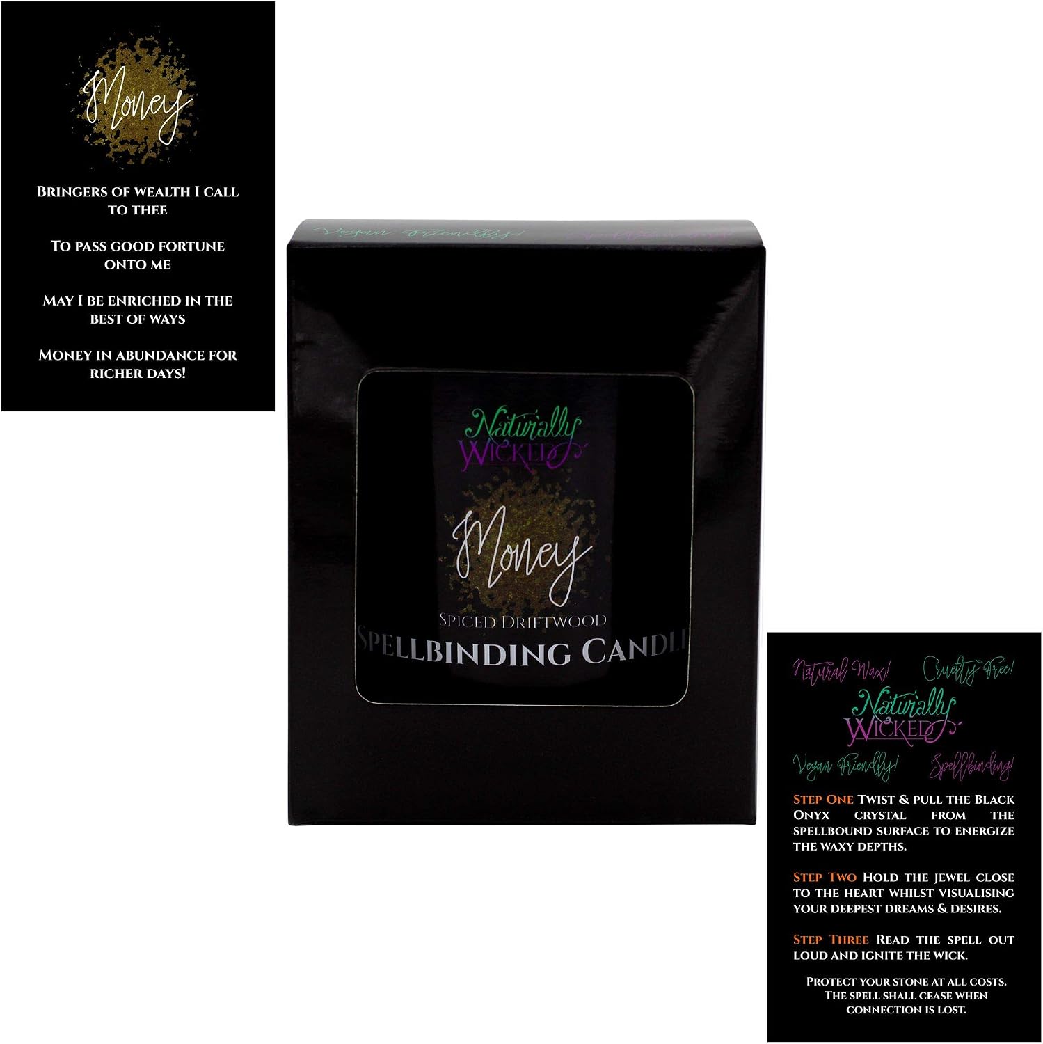 Naturally Wicked Spellbinding Money Candle, Black, Large - 250ml - Image 5