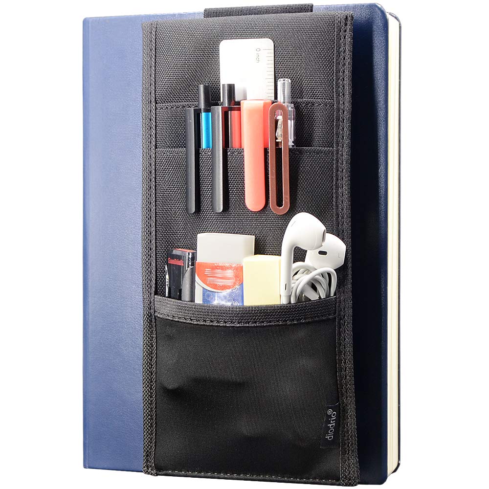 Photo 1 of Adjustable Elastic Band Pen Holder, Velcro Pencil Holder, Pen Sleeve Case for Hard Cover Journals, Planners, Notebooks, Books, Binders, Fits Regular & Large Notebooks, Accessory Pocket, Detachable.