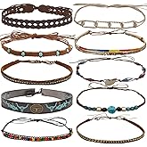 nemokamai 10 PCS Cowboy Hat Bands for Men Women, Leather Hatbands Belt for Cowboy/Western/Fedora/Cowgirl/Straw Hats