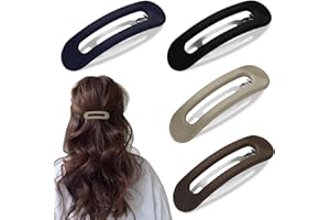 4Pcs Flat Barrettes Clips For Thick & Thin Hair, Slides Non Slip Strong Hold Clamps | Lightweight Plastic French Hair Clips |