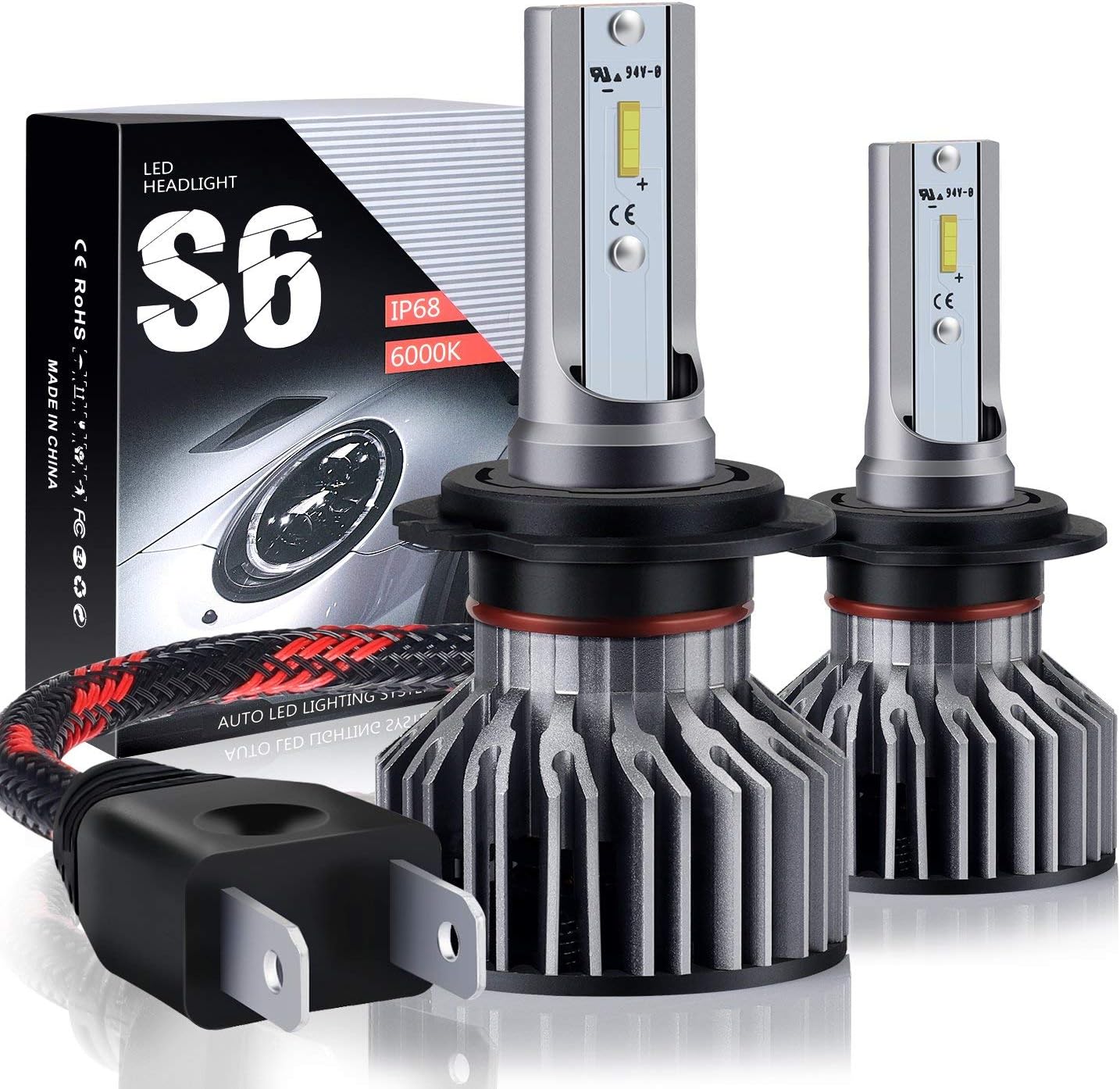 H7 LED Headlight Bulbs - BOSWEE 60w 10400LM/Set 6000K Cool White - 3 Years Manufacture Warranty [Energy Class A++]