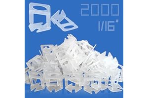 RUHOOM Tile Leveling System 1/16" Spacers Tile Leveler Clips 2000pcs DIY Tile Leveling Spacers Tile Leveling System for Profe