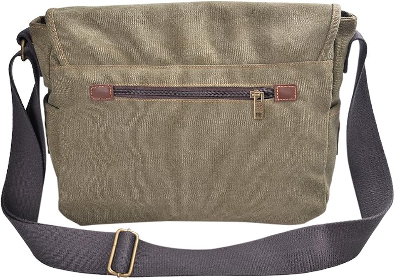 Borsa A Tracolla Uomo FSD.WG In Tela, Grande, Beige - Adatta Per Laptop 13.3", Viaggio, Scuola, Lavoro