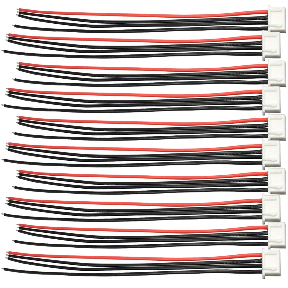 10 PCS JST-XH Connector 2S 3S 4S 5S 6S Balance Extension Cable Lead Wire JST-XH Plug Lead Cable with 15cm 22AWG Silicone Cord (3S)