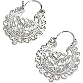 COSUMOSU Vintage Antique Large Hoop Earrings for Women – 925 Sterling Silver Round Hoops, Party Jewelry