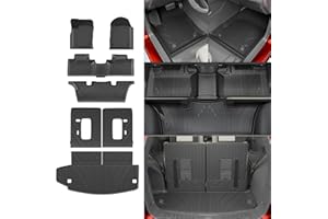 Thinzyou Floor Mats Compatible with 2016-2025 2026 Dodge Durango 6 Seats Cargo Mat Back Seat Protector Trunk Liner 2024 Durango Accessories (Fit 6 Seats, 3rd Row Backrest Mats+Trunk Mat+Floor Mats)