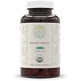 HerbEra Butcher's Broom USDA Organic 120 Capsules | Natural Herbal Supplement | Certified Organic Vegetarian Capsules and Organic Butcher's Broom (Ruscus aculeatus) Dried Root (120 Capsules)