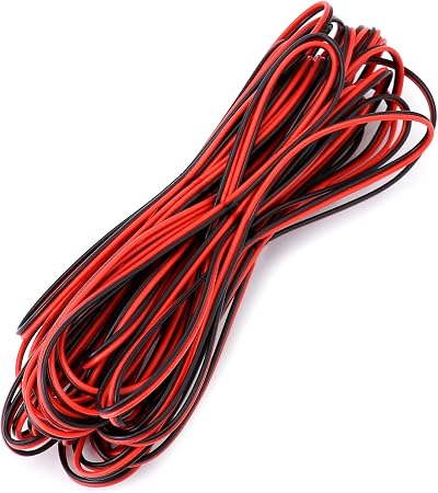 QWORK 22AWG 2 Core Black Red Electrical Wire 20 Meter Cable Car LED Strip Light