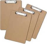 ZCZN A4 Clipboard Hardboard with Low Profile Clip and Hanging Hole Pack of 4