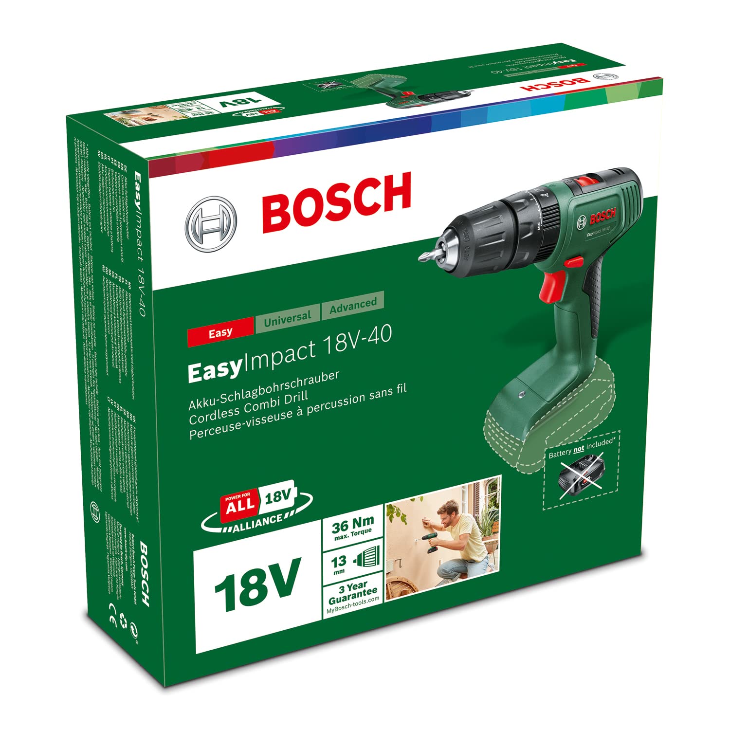 Bosch Cordless Combi Drill EasyImpact 18V-40 (1 battery, 18 Volt System, in carrying case)