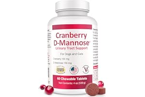 PET HEALTH SOLUTIONS Cranberry D-Mannose Urinary Tract Supplement for Dogs & Cats – Bladder & UTI Health Support – Cranberry Extract, D-Mannose & Vitamin C–Promotes Urinary Wellness & Kidney Function – 60 Chewable Tablets