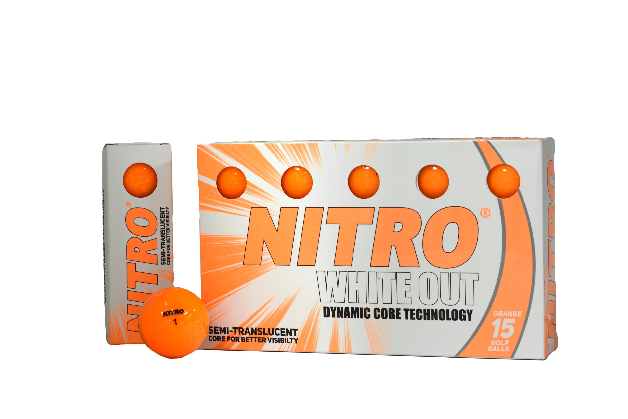 Nitro White Out Golf Balls (Pack of 15) - Orange