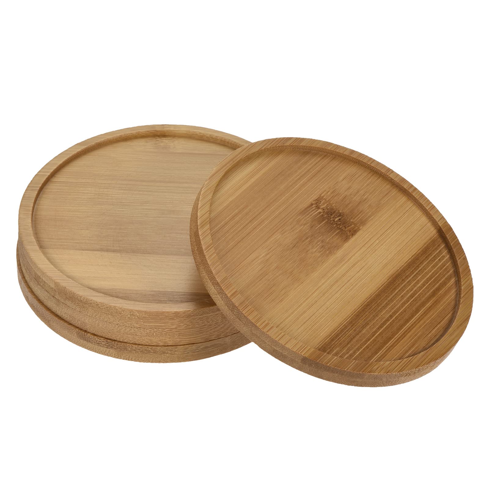 PATIKIL Plant Pot Saucer, 4 Pack 4.7 Inch OD Bamboo Round Flower Drip Tray for Indoors