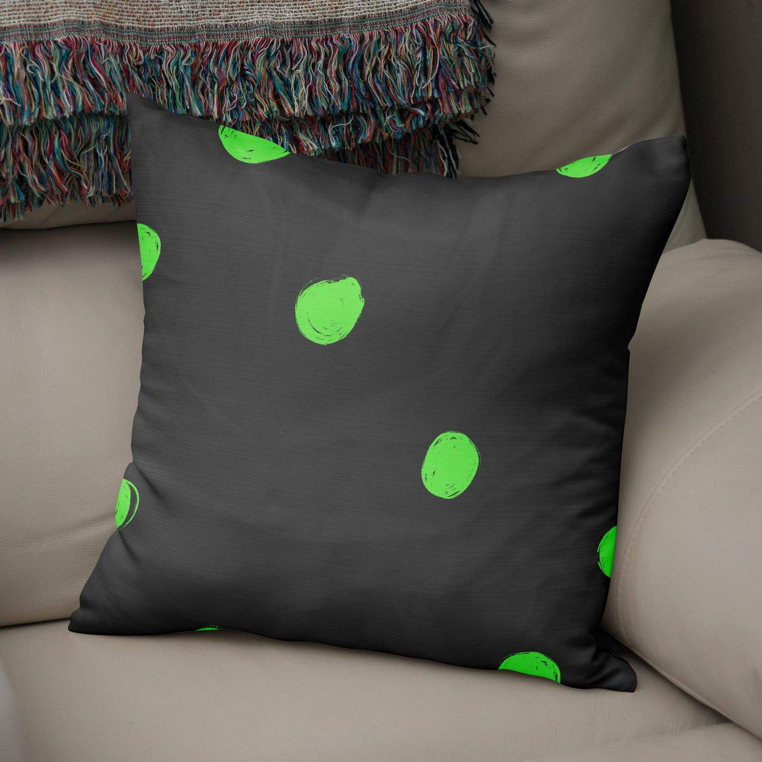 Bonamaison Decorative Cushion Cover Neon Green & Fume, Throw Pillow Covers, Home Decorative Pillowcases for Livingroom, Sofa, Bedroom, Size: 43X43 Cm - Designed and Manufactured in Turkey