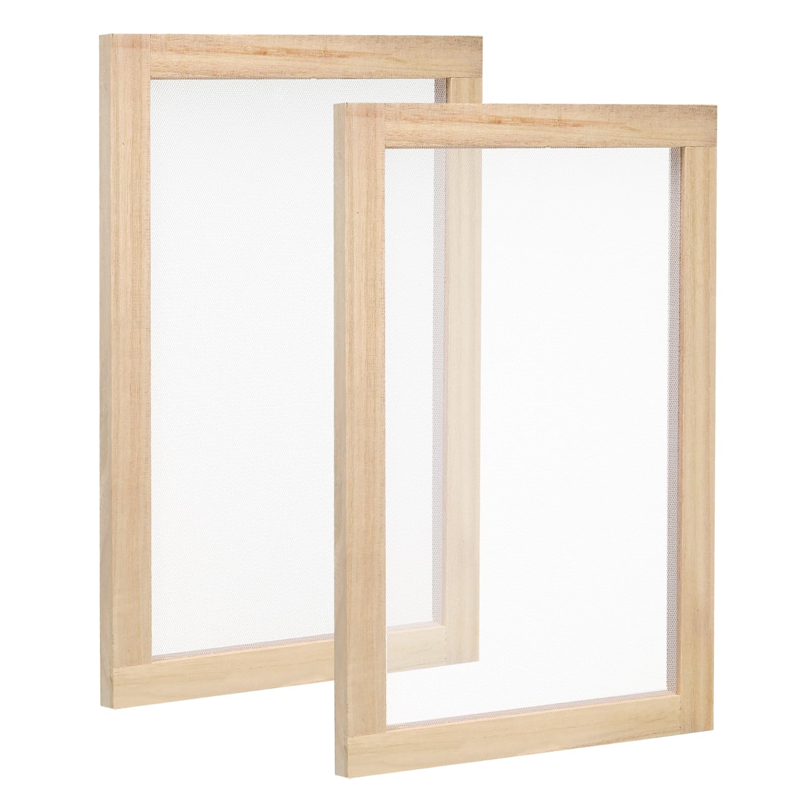 PATIKIL 11.8"x7.9" Wooden Paper Making Screen, 2 Pack Paper Making Mold Frame Papermaking Mould Deckle for DIY Paper Craft Tool Dried Flower Handcraft, Natural Color