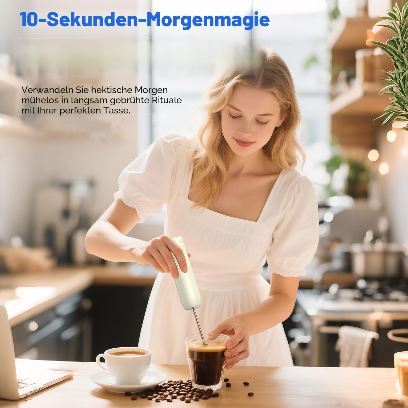 Akku-Handmixer MixgoII, Elektrischer Schneebesen & Milchaufschäumer, Mini Mixer, wiederaufladbarer Handmixer und Schnurrhaar, Küchenmaschine zum Kochen, Lebensmittelzerkleinerer 8
