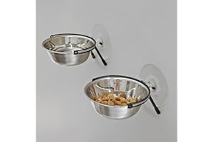PETKARAY Window Bowls for Indoor Cats, 12 Ounces Food Bowl for Window, Dog Proof Cat Feeding Station, Foldable Stainless Bowl (Pack of 2)