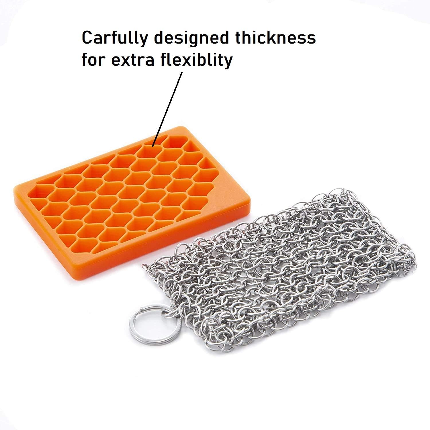 B&L The Original Cast Iron Scrubber & Cleaner Chainmail Scrubber with Silicone Insert Life Time Warranty: Home & Kitchen