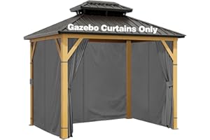 10‘x10’ Gazebo Curtains Outdoor Waterproof, Universal Replacement Patio Privacy Curtain, 4-Panels Sidewall Curtains with Zipp